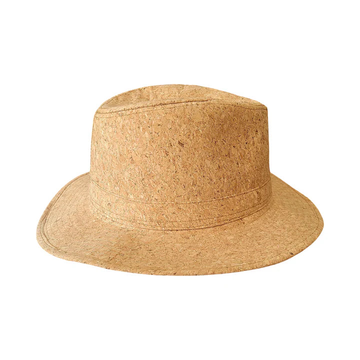 Lightweight cork cowboy hat with flexible brim — side angle