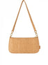 Cork shoulder bag with gold flakes and detachable strap ‚Äì front view