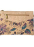 Purple floral cork crossbody and clutch with zipper pocket, vegan sustainable bag