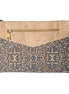 Cork crossbody clutch with Blue Porto pattern and front zipper pocket