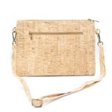 Natural cork back of lightweight vegan crossbody bag