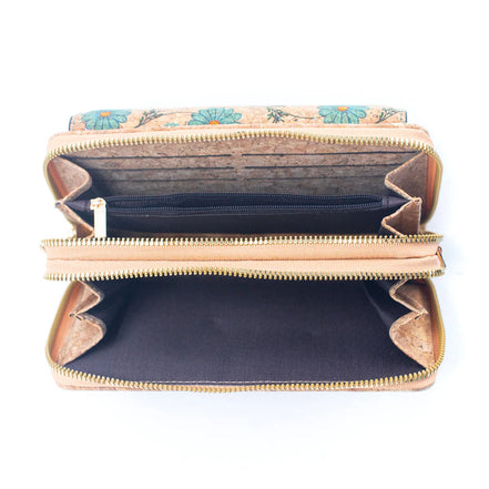 Interior card slot compartments of cork phone wallet