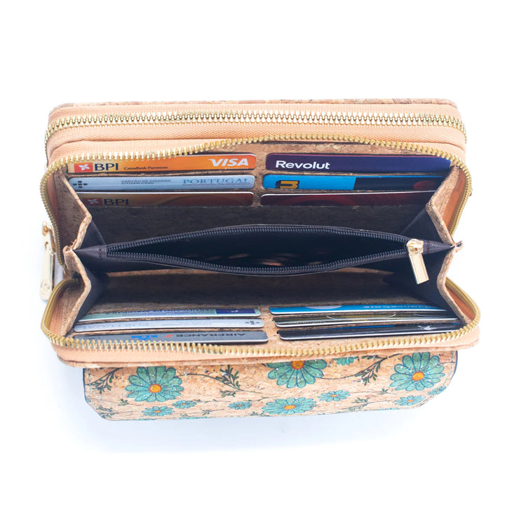 Interior card slot compartments of cork phone wallet