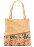 Fall foliage pattern vegan cork tote bag front view