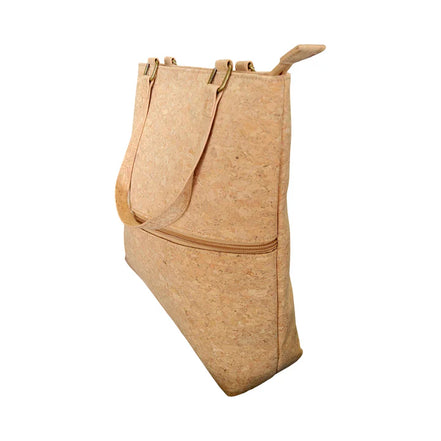 Minimalist cork tote bag angled front view