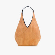 Minimalist beige cork tote bag front view with soft natural texture