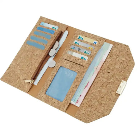 Interior view A slim, lightweight RFID three-fold cork wallet that keeps your essentials organized. Soft in the hand, durable in daily use, and naturally water-resistant.