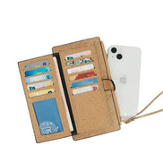 Interior view A luxurious soft cork wallet with a wristlet strap, perfect to keep your cards and cash neatly organized.