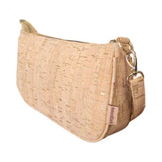 Cork shoulder bag with gold flakes and detachable strap