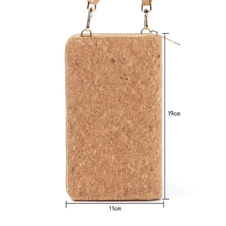Adjustable strap on vegan cork crossbody phone wallet