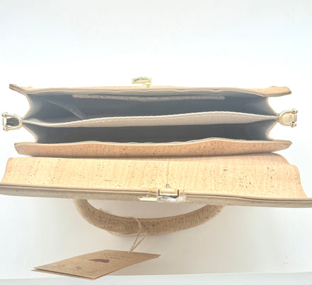 Interior view of luxury cork hand bag