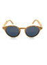 Round cork sunglasses with multicolor cork frame and dark UV lenses