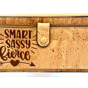 A luxurious soft cork wallet with a wristlet strap, perfect to keep your cards and cash neatly organized.