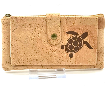 A slim, lightweight cork wallet that keeps your essentials organized without the bulk. sea turtle