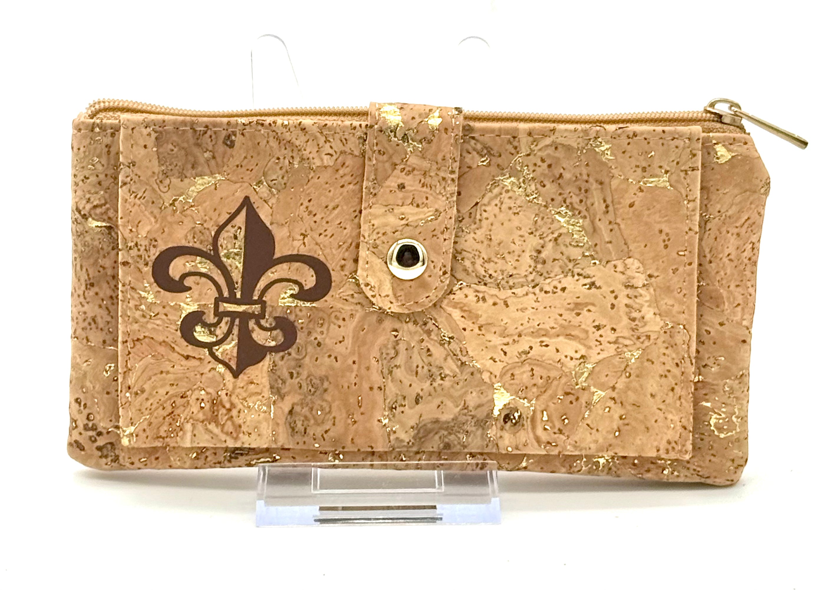 fleur de lis metallic gold slim wallet
