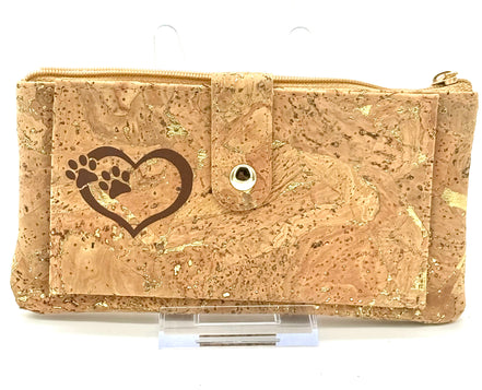 dog paw heart availablle in metallic slim wallet