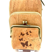 Keep your essentials organized in sustainable style with this compact, eco-friendly Cork Phone Bag and wallet. 