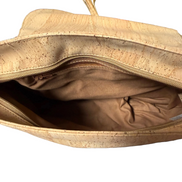 Interior view Cork crossbody flap tassel bag