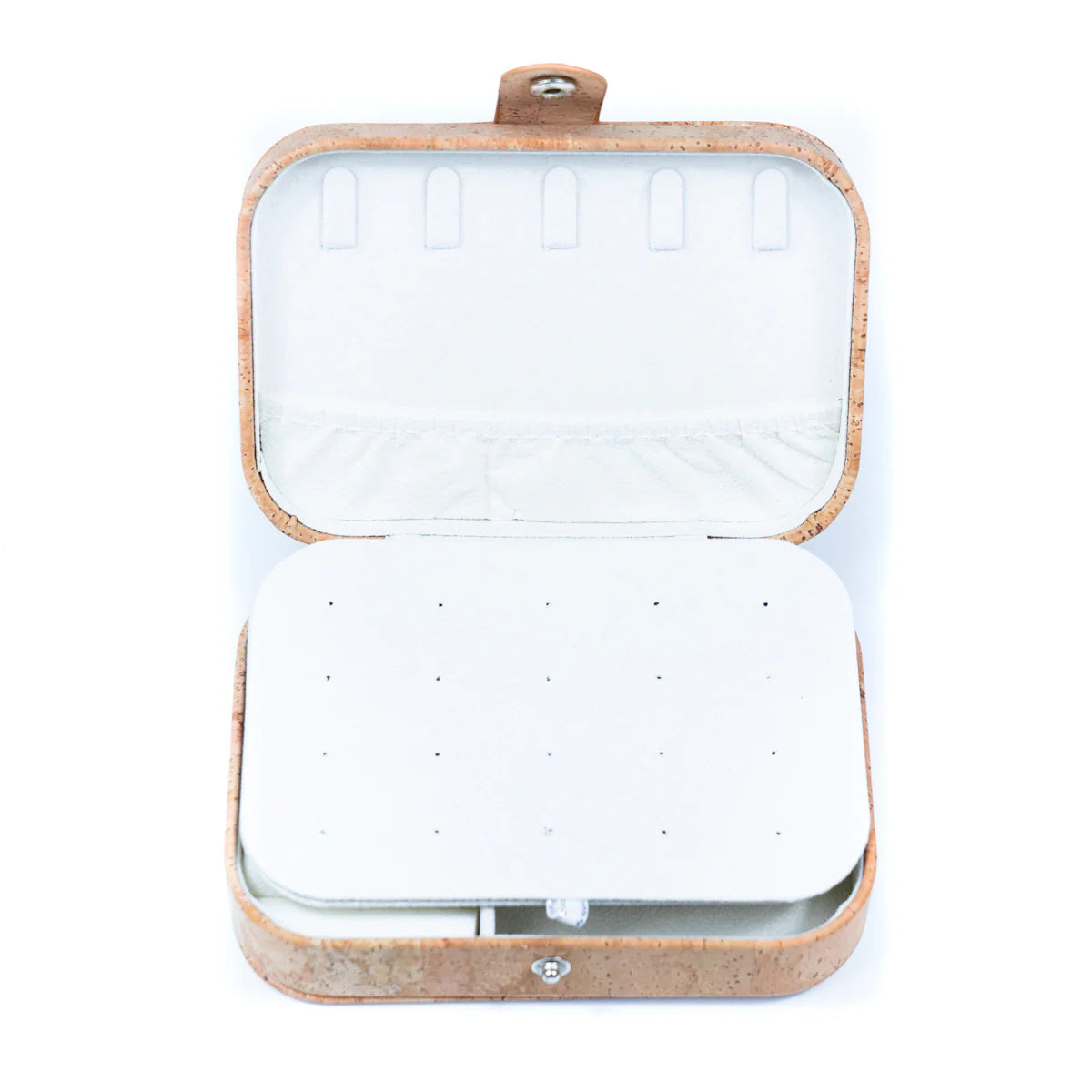 Earring display panel inside cork jewelry organizer