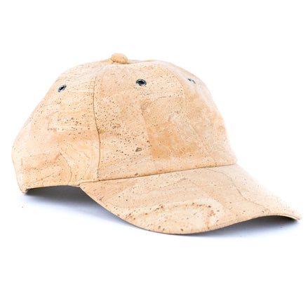 Natural cork unisex baseball cap front view with curved brim