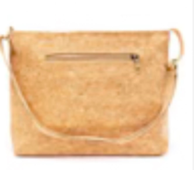 Natural cork back of large vegan shoulder bag ‚Äî Autumn Meadow Floral