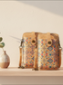 Printed cork phone wallet crossbody bag