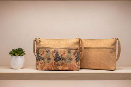 A stylish and spacious cork shoulder bag designed for everyday convenience. 