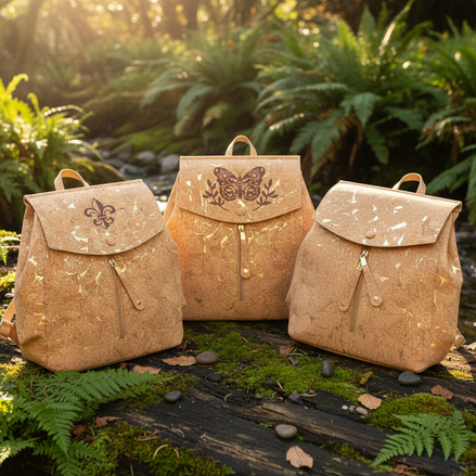 Cork Backpack Purses in Nature Setting