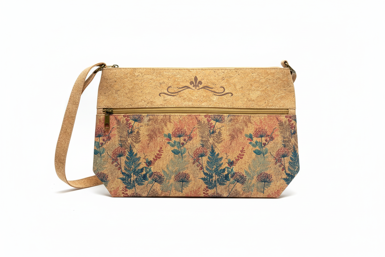 A stylish and spacious cork shoulder bag designed for everyday convenience. 