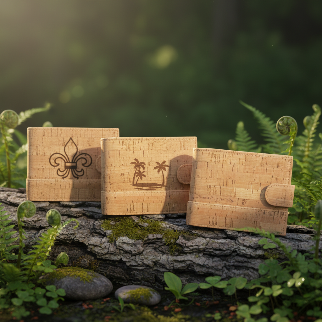 Cork Bifold Wallets in Nature Scene