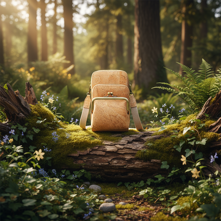 Eco-friendly natural cork phone bag with coin purse and card slots