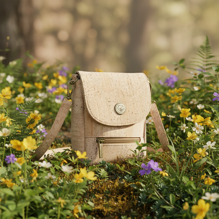 Cork crossbody bag in nature scene