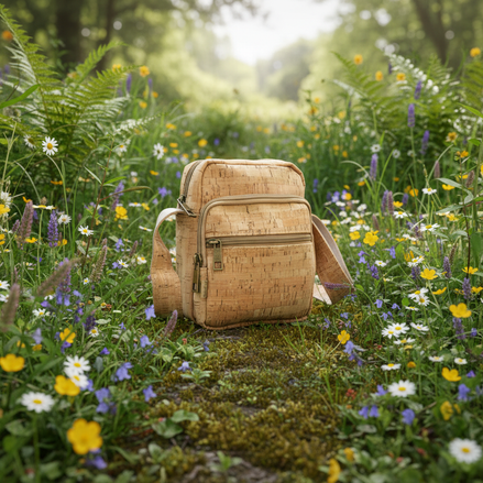 Cork crossbody bag in nature scene