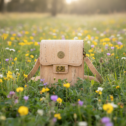 Cork crossbody bag in nature scene