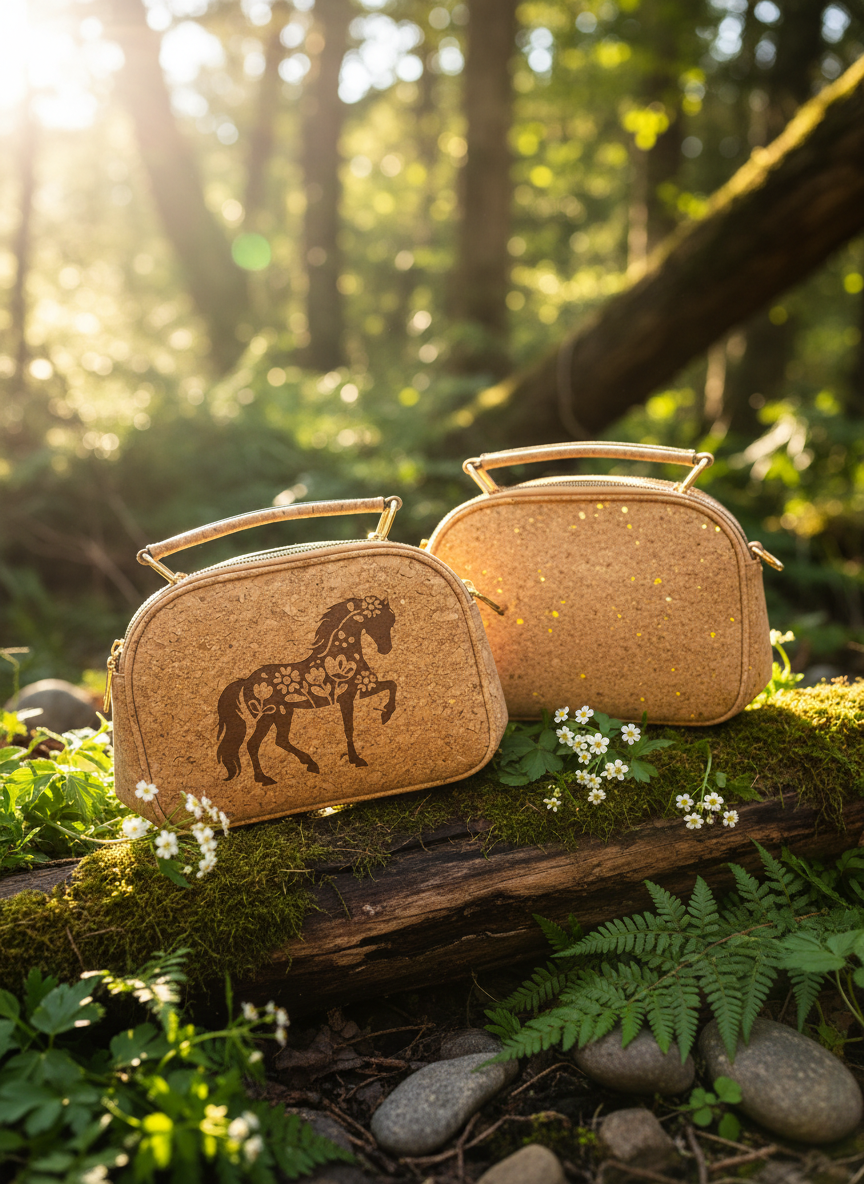 Cork Crossbody Purses in Nature Scene