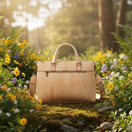 Cork handbag in nature scene