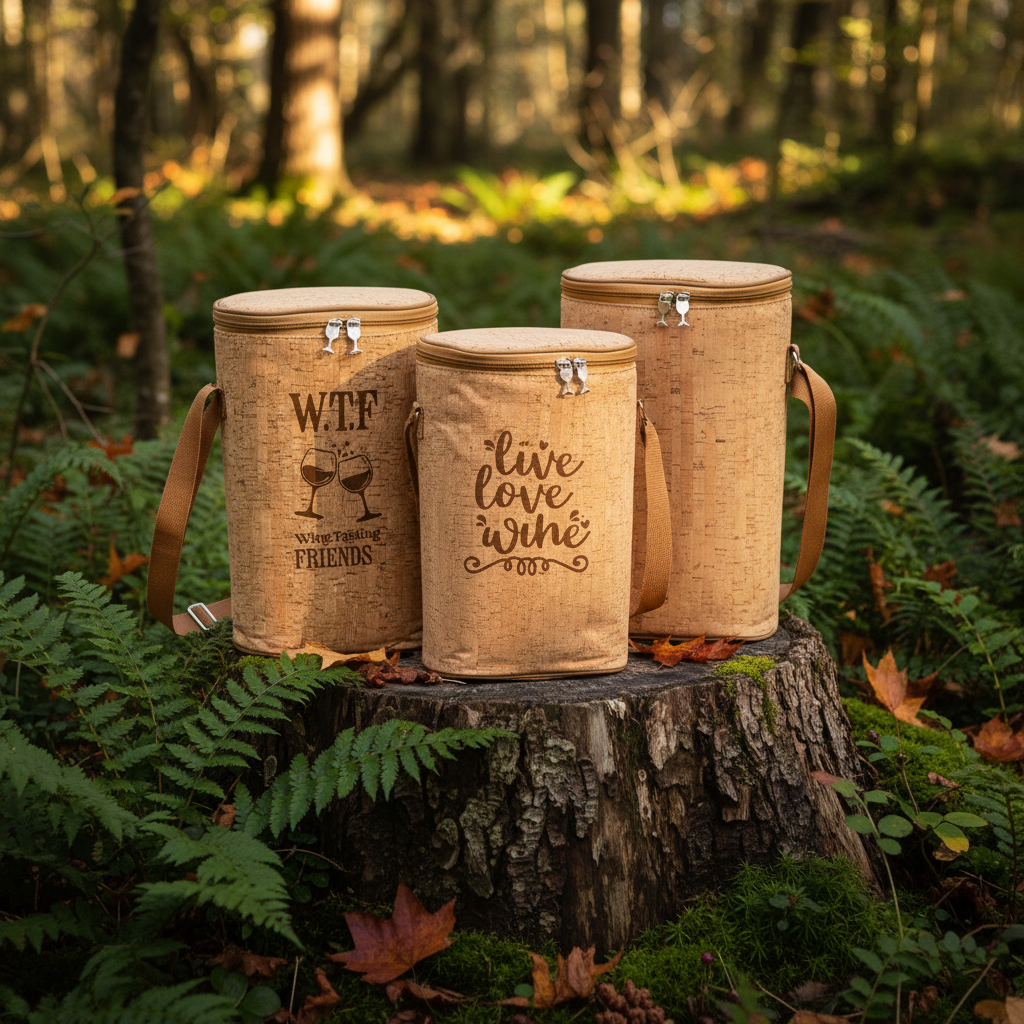 Cork Insulated Wine Carrier Bags in Nature Scene