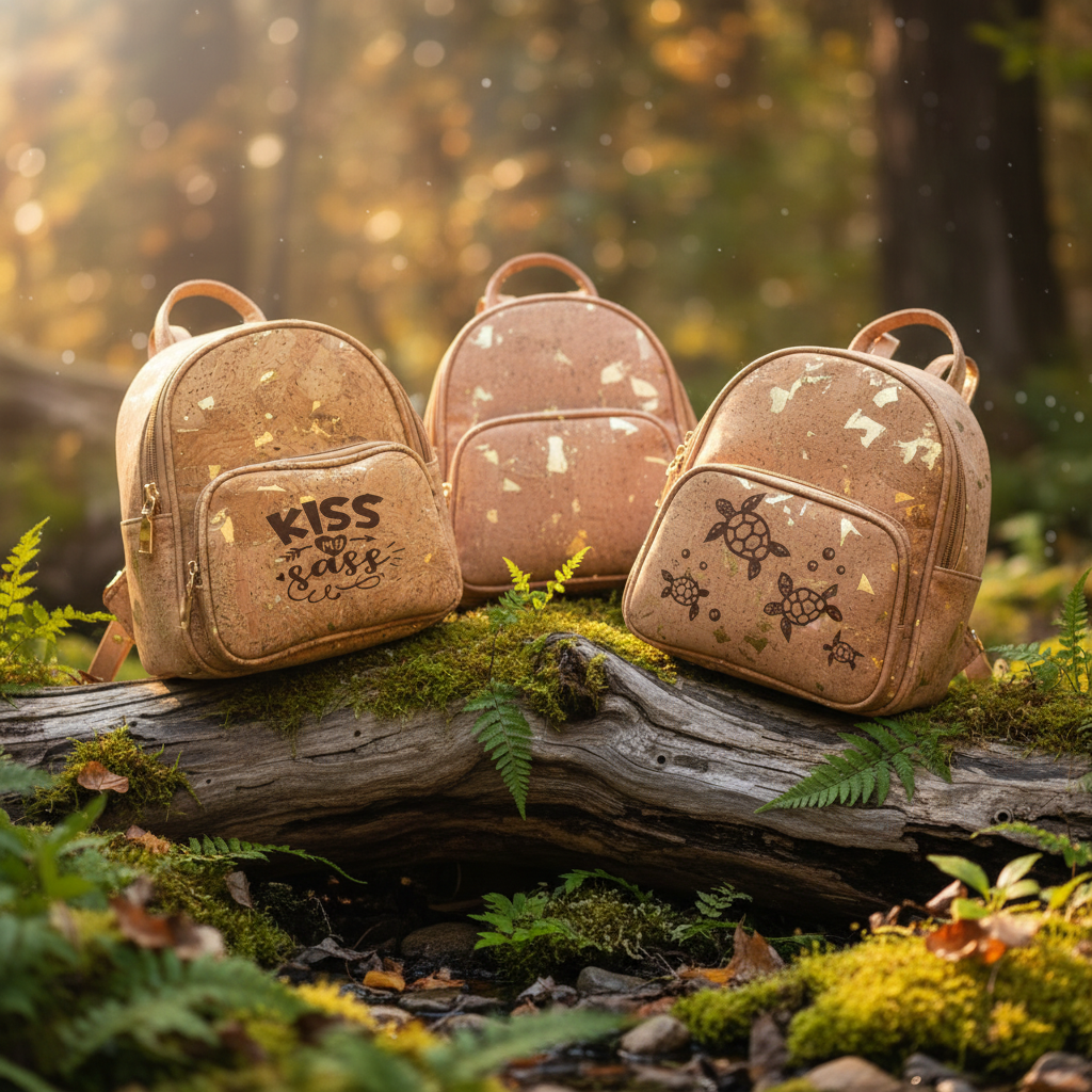 Cork Mini Backpack Purses in Nature Setting
