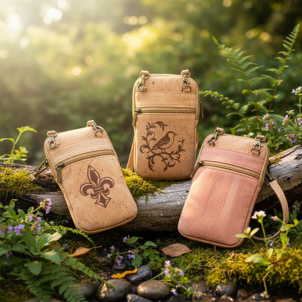 Cork Phone Crossbody Bags in Nature Scene