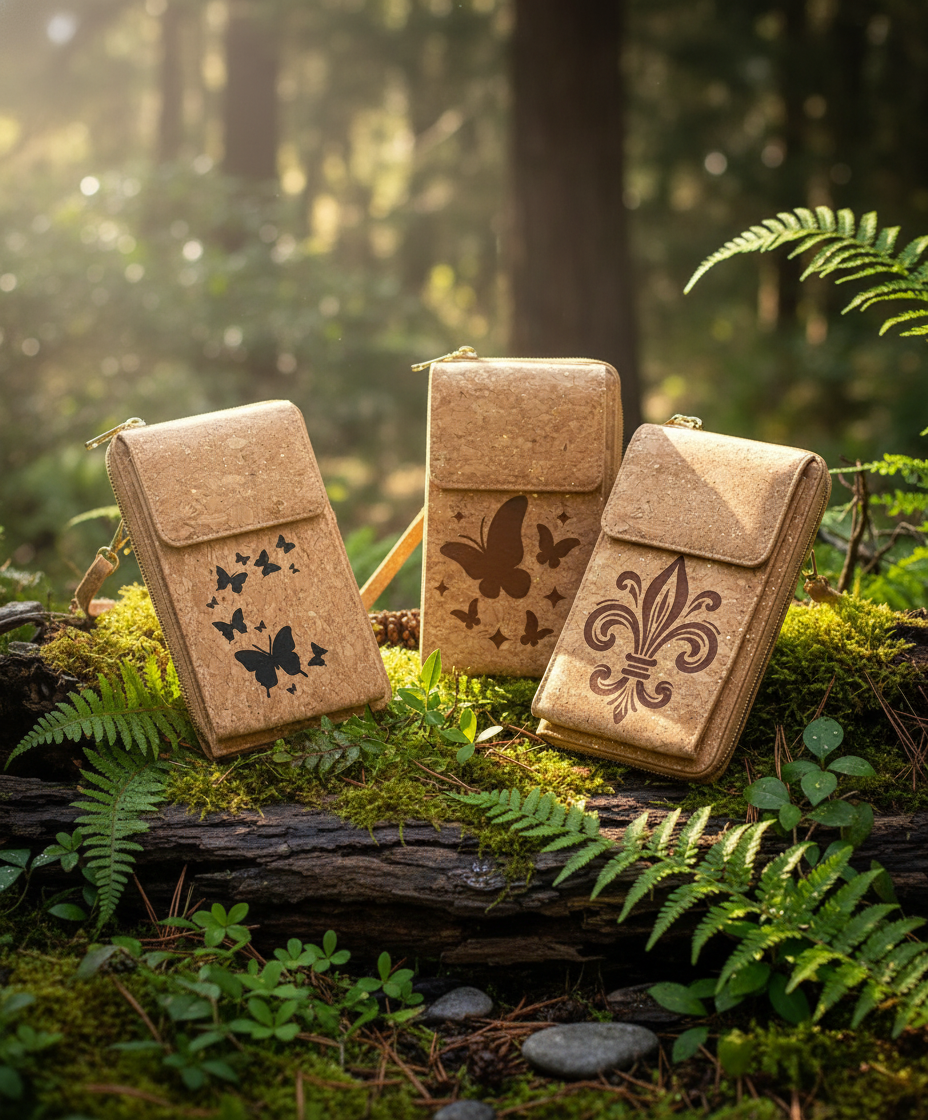 Cork Phone Wallet Crossbody Bags in Nature Scene