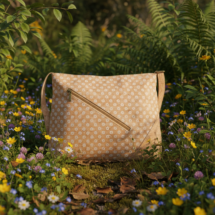 Cork shoulder bag in nature scene