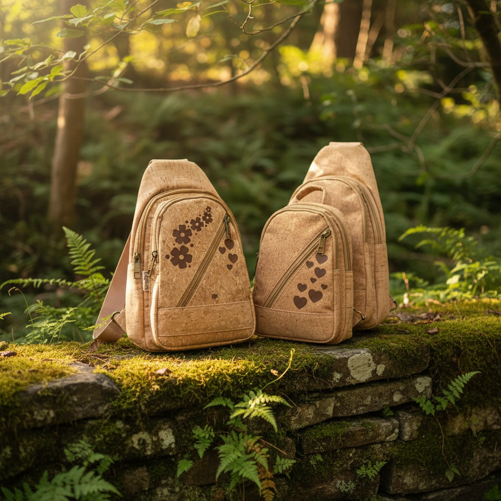 Cork Sling Backpacks in Nature Scene