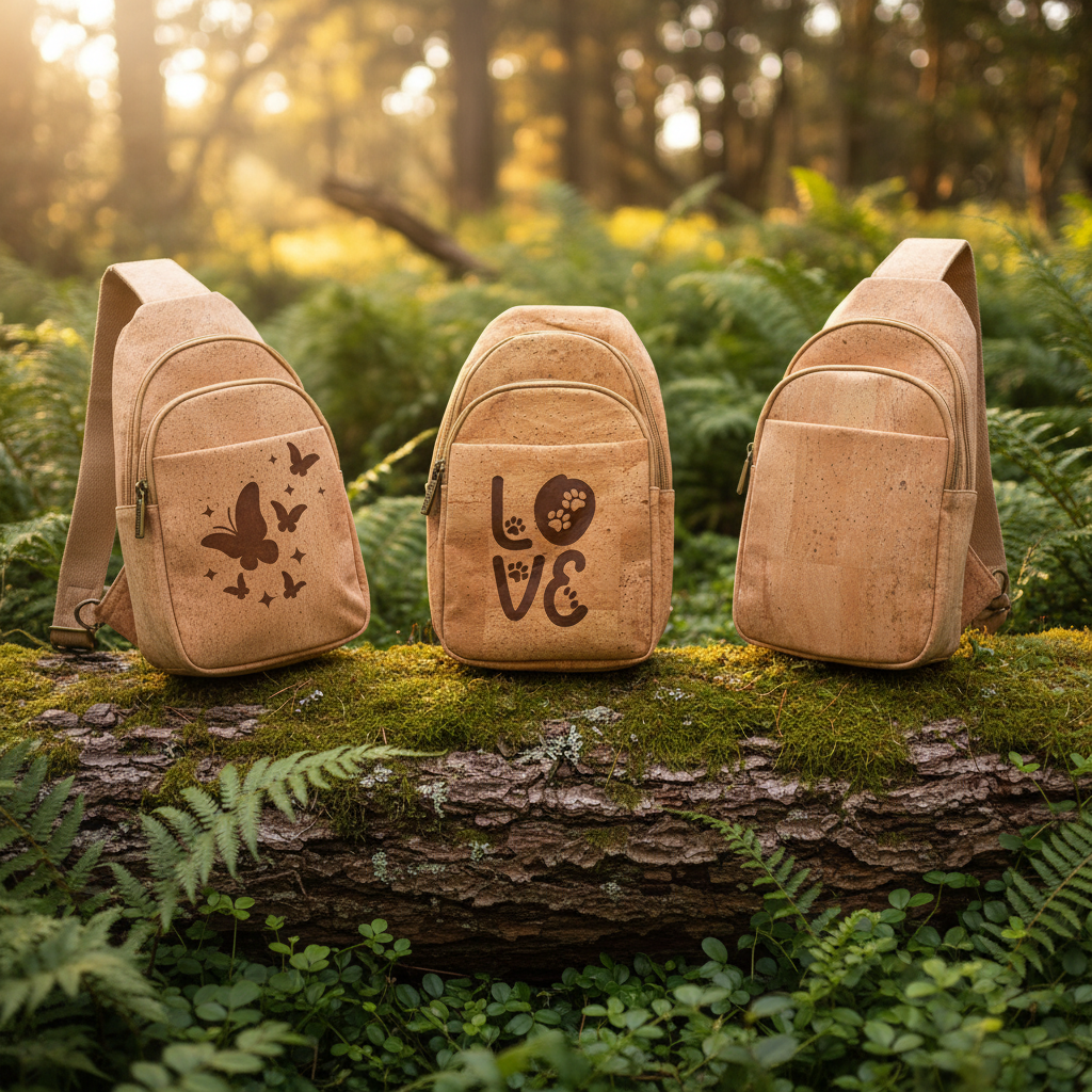 Cork Sling Backpacks in Nature Scene