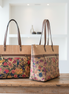 Cork tote bags in boutique setting