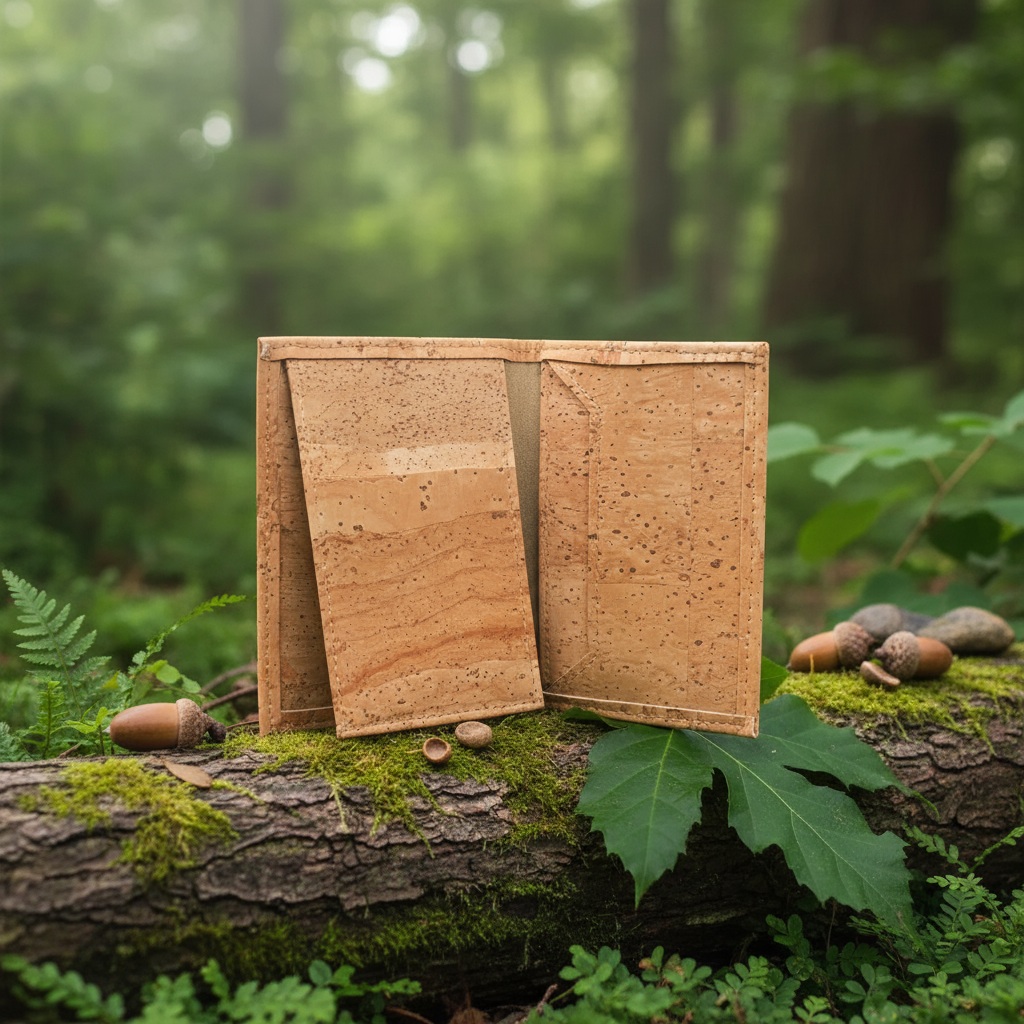 Cork wallet in natural nature setting