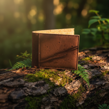 Brown cork men‚Äôs wallet front view