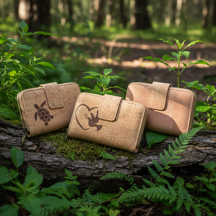 Cork Wallets in Nature Scene