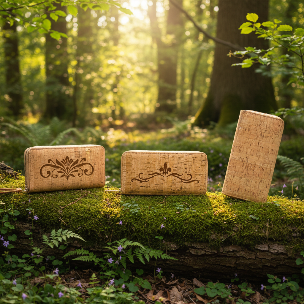 Cork wallets in nature setting