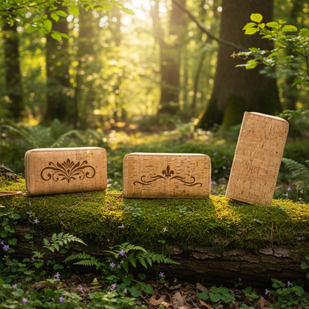 Cork wallets in nature setting