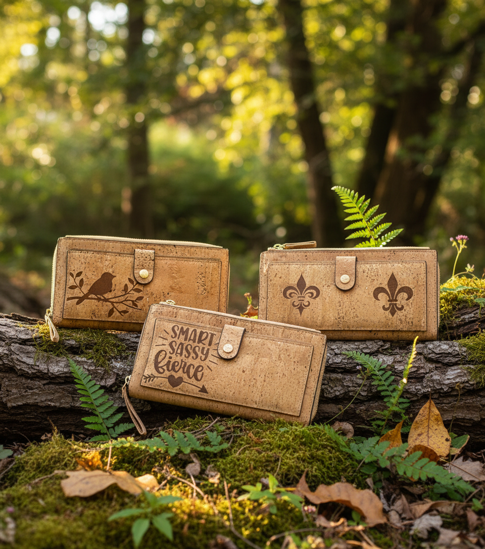 Cork Wallets in Nature Setting